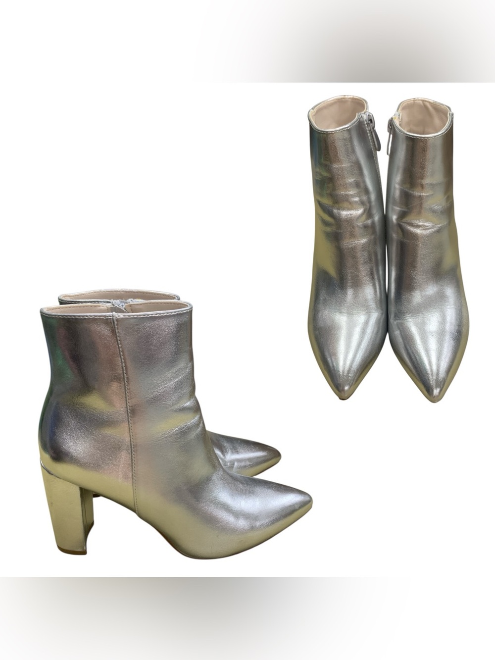 Dream Pairs Metallic Silver Pointed Toe Ankle Booties S5.5